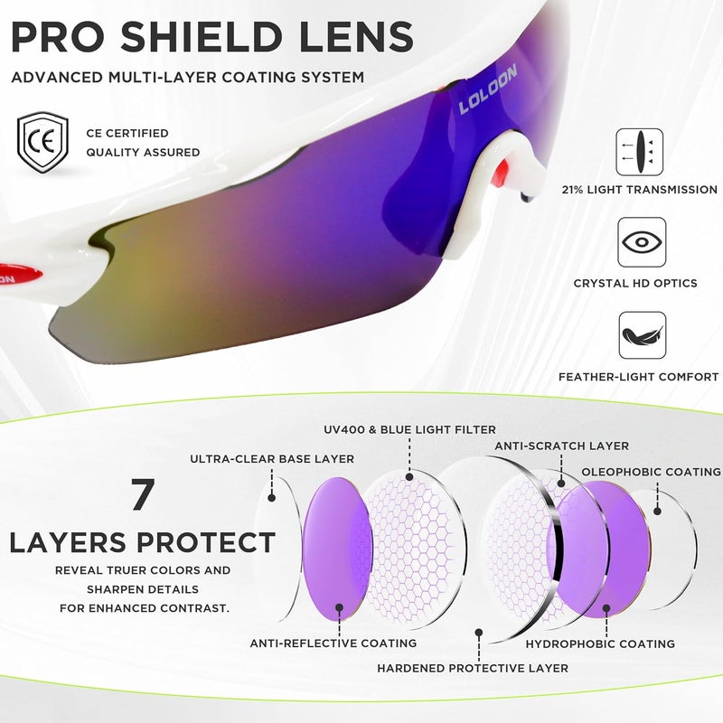 LOLOON Store Cycling Sunglasses for Men Women Youth, Wrap Around Sports Sunglasses for Running Climbing Bike Baseball Softball Golf - Image 5